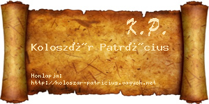 Koloszár Patrícius névjegykártya